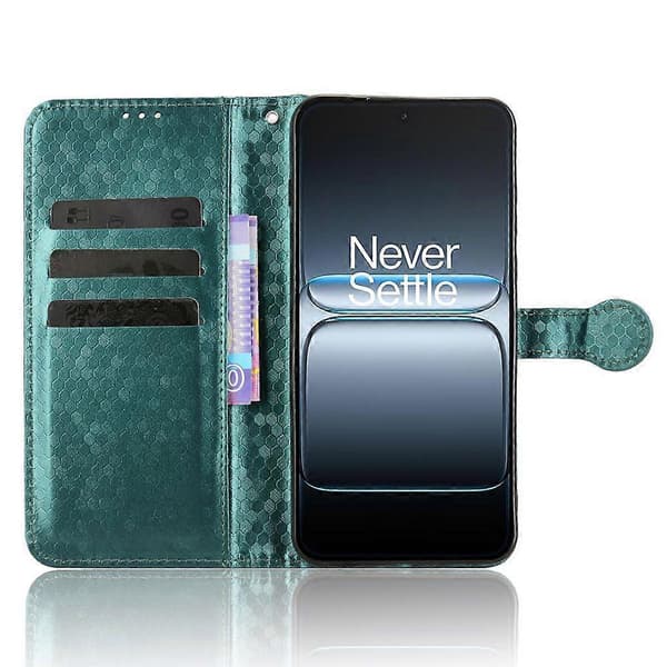 Wallet Case with Dot Pattern for OnePlus Nord 5 5G, PU Leather Phone Case with Wrist Strap (Green)