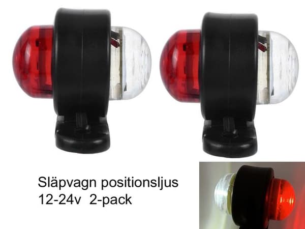 Markeringsljus position Vit+Röd släpvagn 2-pack 12v - 24v led_Super gåva