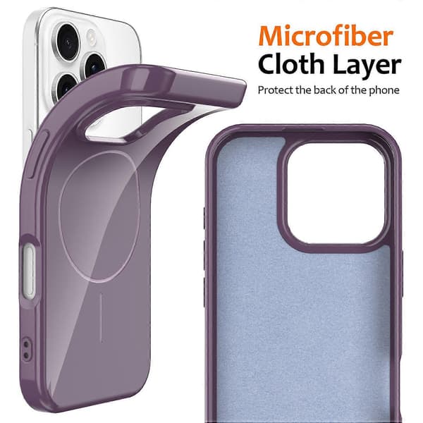 Magnetic Case for iPhone 16 Pro Max, MagSafe Compatible, TPU Back with Lanyard (Purple)