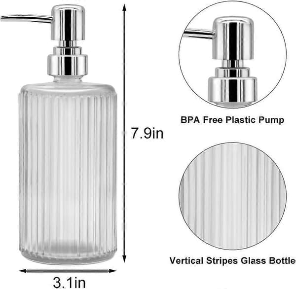 3-pak glas sæbedispenser, 17 oz håndsæbedispenser, lotion flydende sæbedispenser badeværelse, bordplade