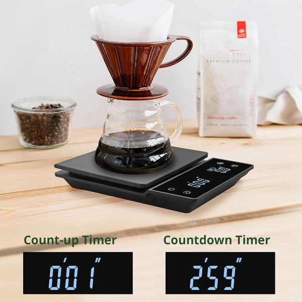 Digital Coffee Scale Coffee Scale with Timer Mini Coffee Scale 3KG/0.1g Accuracy with Large Display Rechargeable Scale for Pour-Over Coffee