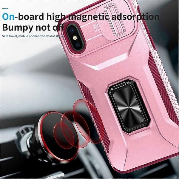 Compatible Case for iPhone X / XS with Camera Protection, PC+TPU Armor Case (Pink)