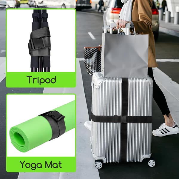 Extended Luggage Straps, 2-Pack, Adjustable, with Quick Release Buckles, Identification Strap for Travel/Air Luggage (Black)