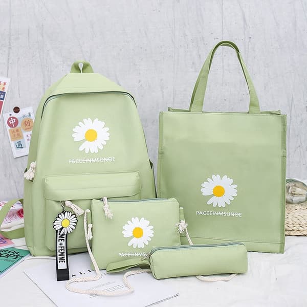 New and Relaxed Design 4-Piece Backpack Set, Daisy Backpack, Laptop Bag