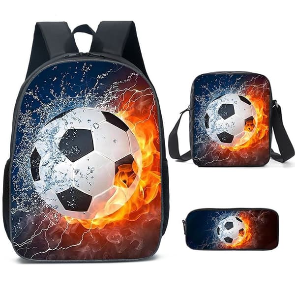 Football Mr. Backpack Shoulder Bag Pencil Case Three-piece Set Primary School Student Backpack