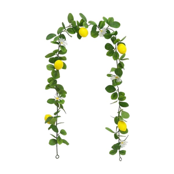 3x Artificial Lemon Garland with Flowers Anniversary Mantel