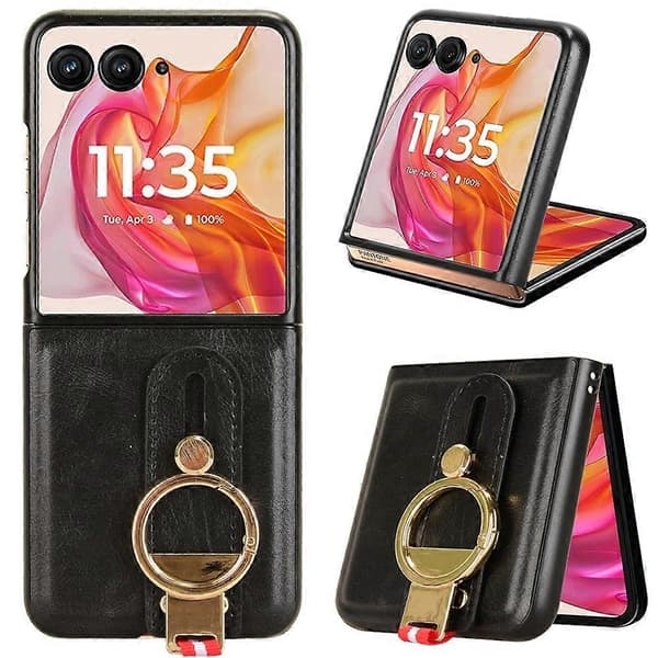 Læderetui til Motorola Razr 50 (Sort)