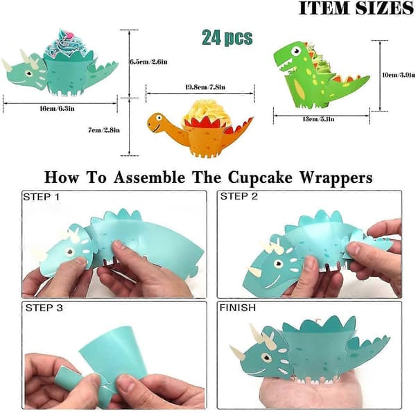 Dinosaur Cupcake Wrappers Dinosaur Muffin Bageform Kagepynt Dinosaur Børnefødselsdag