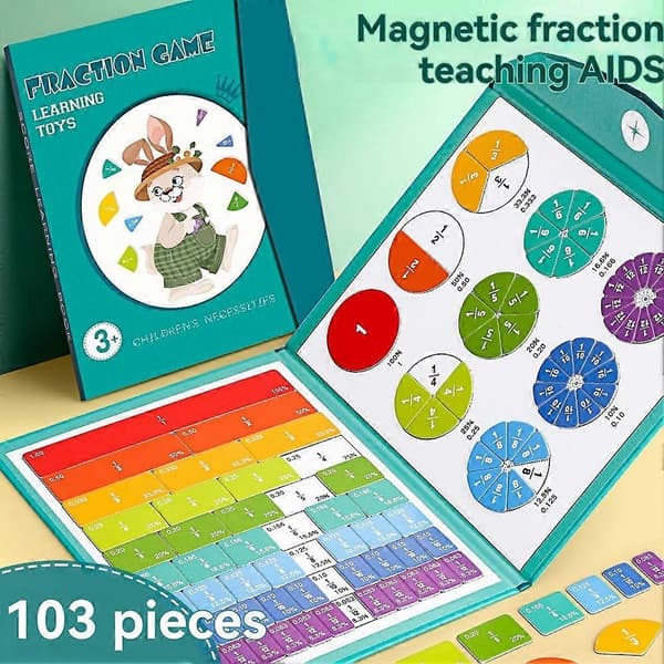 103 DELE STEM Magnetisk Matematik Master Sæt, Brøkfliser og Cirkler, Pædagogisk Gave til Børn