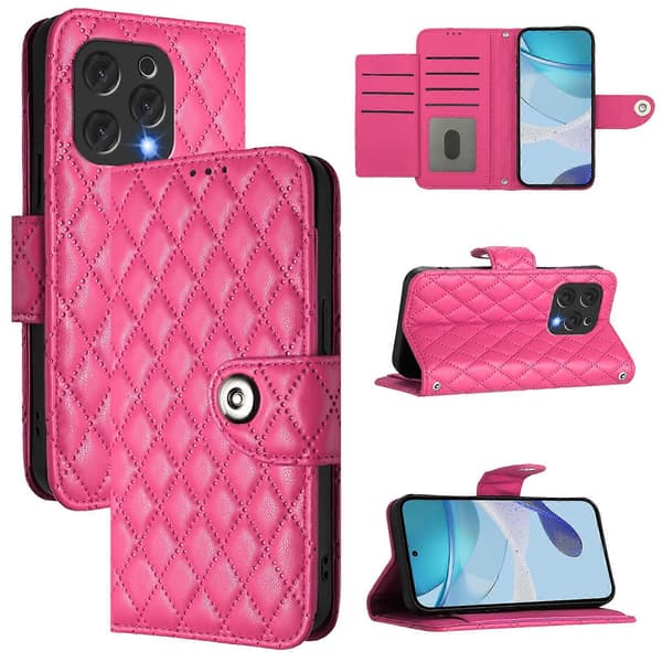 Rhombisk Tekstur Flip Læder Telefoncover med Snor (Til Doogee N55 Plus)