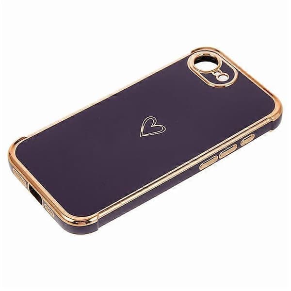 Case for iPhone 16e, Love Pattern, TPU Phone Case, Electroplated Edge (Dark Purple)