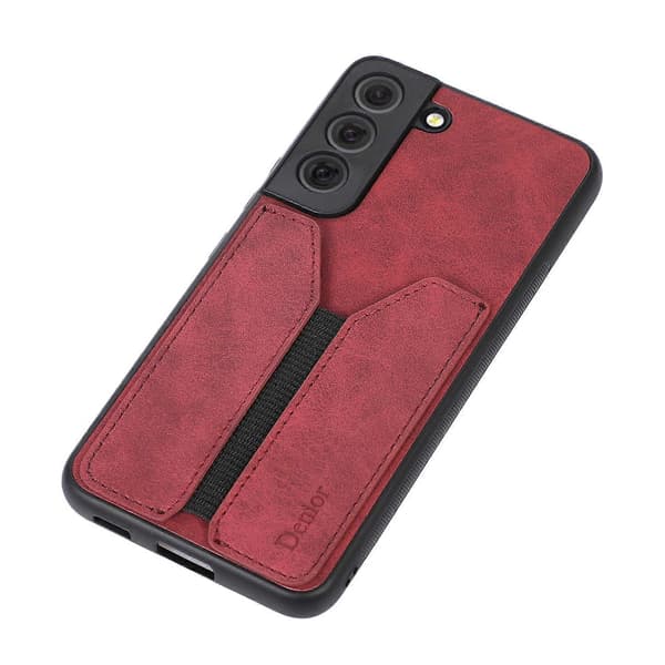 Til Samsung Galaxy S22 5G Denior DV Elastisk Kort PU Bagside Telefoncover (Rød)