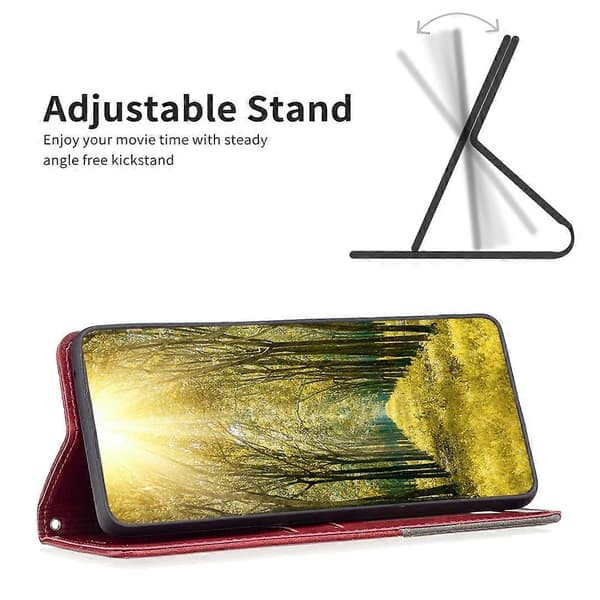 For Xiaomi Redmi 10C Prismatisk Usynlig Magnetisk Lær Telefonveske (Rød)