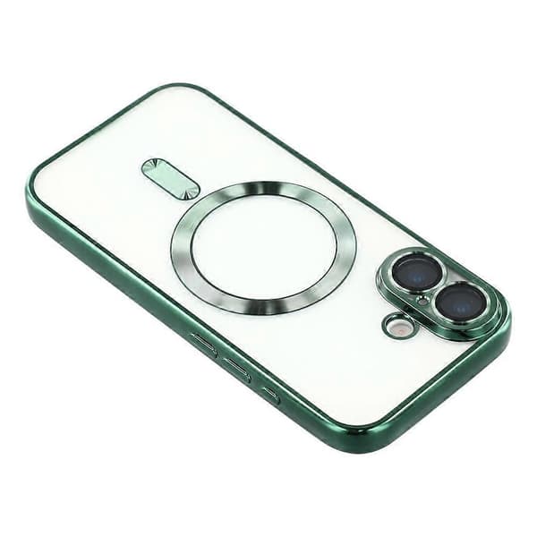 Compatible Case for iPhone 17, Compatible with MagSafe, Electroplated TPU Phone Case with Lens Protector (Green)