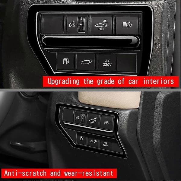 Bilfrontlysjusteringsbryterknappramme Bilinteriørtilbehør for Prado LC250 2024 RHD Glossy Black