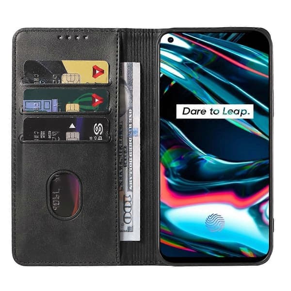 Magnetisk læderetui til Realme 7 Pro (Sort)