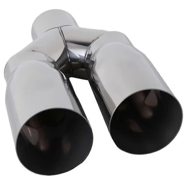 63-76mm Universell Dobbel Eksosrør Rustfritt Stål Lyddemper Silver