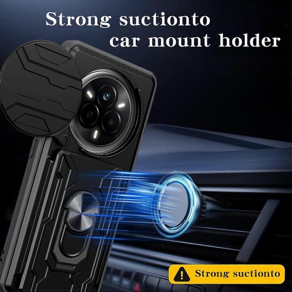 Case for Realme 14 Pro 5G PC + TPU Stand Phone Back Cover with Camera Protection (Black)