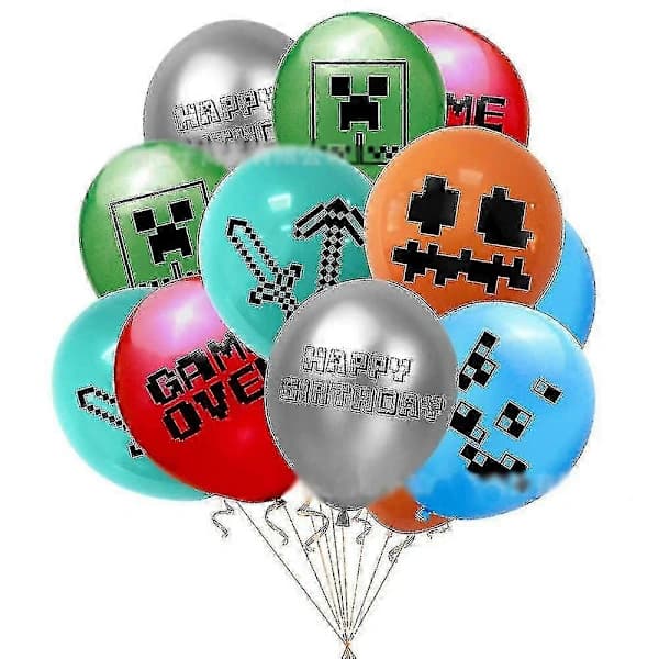 2026 Minecraft spiltema børnefødselsdagsfest tilbehørssæt balloner banner kagetopper