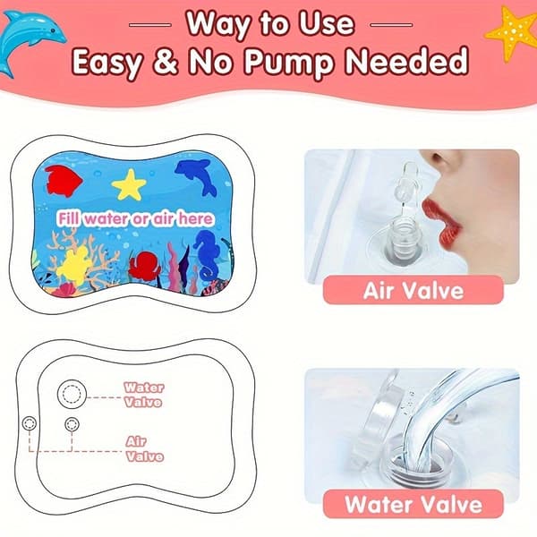 Pink Castle Pattern Inflatable Crawling Mat with PE Surface_Super Gift