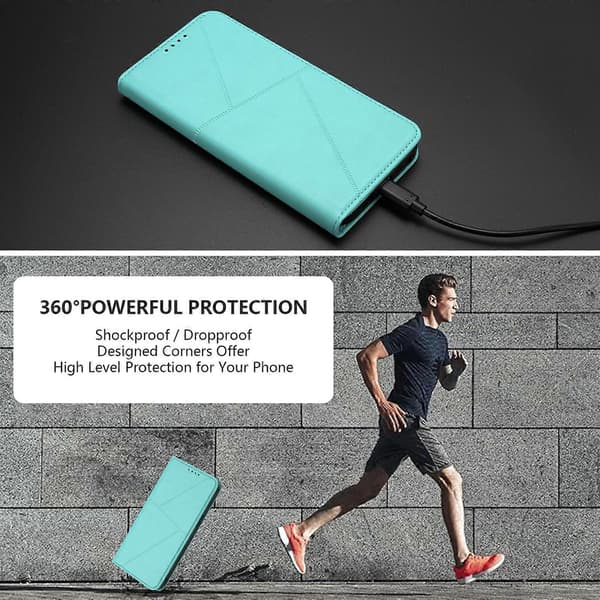 Compatible Wallet Case for iPhone 17 Pro Max with Magnetic Closure, Leather Case with Stand (Light Blue)