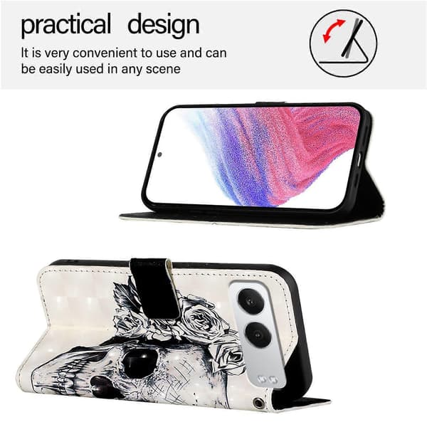 Leather Pattern Printing Wallet Stand Case with Strap for OnePlus Nord 4 (Skull)