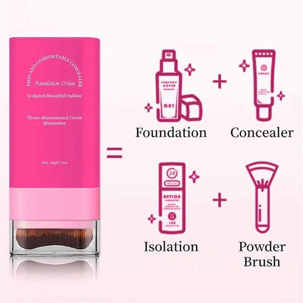 2-i-1 Eraser Foundation Stick 20g med børste til fuld dækning Concealer Langvarig