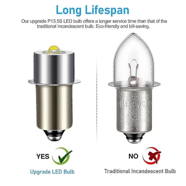 2PCS P13.5S DC6V-24V LED Upgrade Bulbs White Maglite Cell Flashlight 6500K 3W
