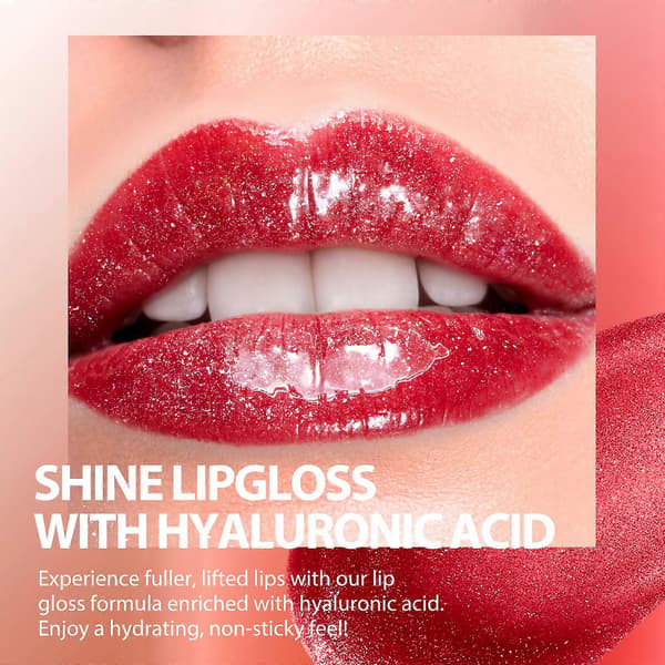 LANGMANNI Hyaluronic Acid Lip Gloss Set 3 pcs Long-lasting Plumping Moisturizing Shimmer 3 ml