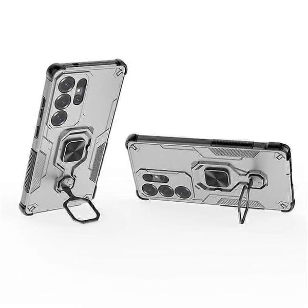 Etui til Samsung Galaxy S25 Ultra Roterbart Ringstativ PC + TPU Stødsikkert Telefonetui (Titanium Grå)