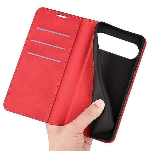 Case for Google Pixel 10 Pro XL, Leather Touch Leather Wallet Phone Case (Red)