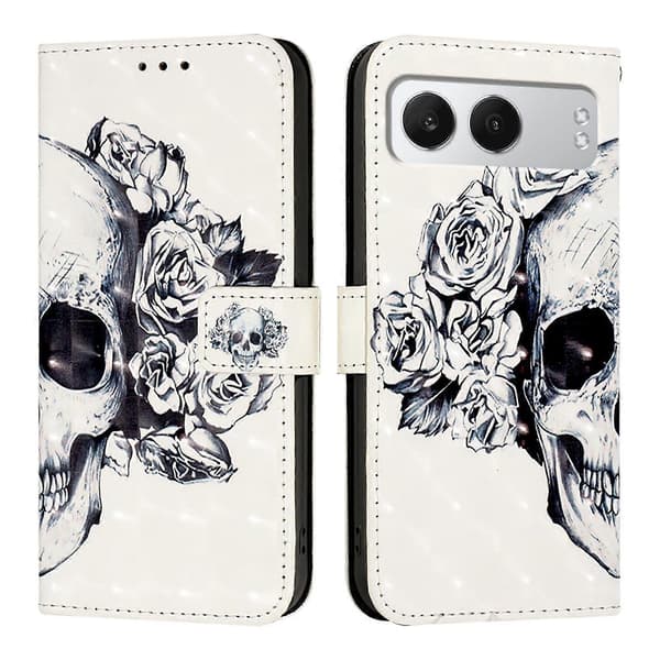 Leather Pattern Printing Wallet Stand Case with Strap for OnePlus Nord 4 (Skull)