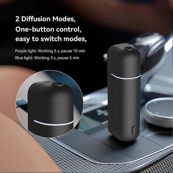 Bil Aroma Diffuser Mini USB Oppladbar Duftmaskin Duftolje Bil Luftfrisker Eterisk Olje Svart