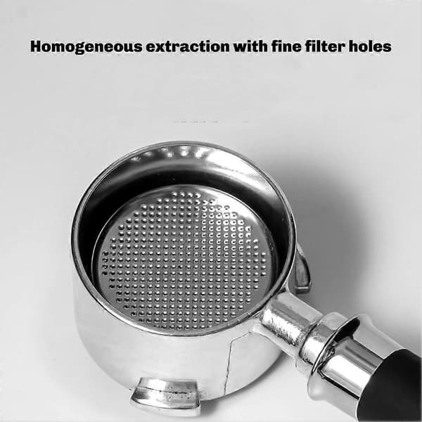 Rustfrit stål 51 mm bundløst hult enkelt stil langt kaffehåndtag til kaffemaskine aftageligt design, A Silver