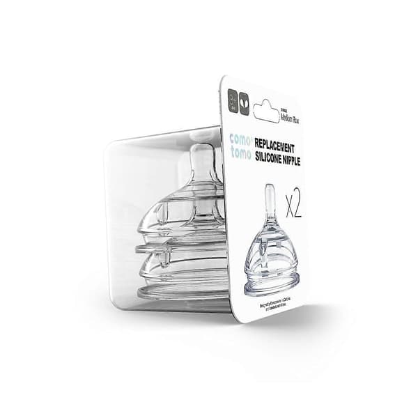Nappflaska i silikon, medelflöde, 3-6 månader, 2-pack