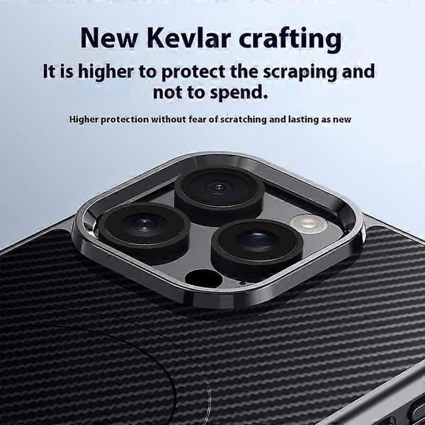 Case for iPhone 15 Pro Compatible with MagSafe Carbon Fiber Texture Leather Coated PC+Silicone Protective Case (Grey)