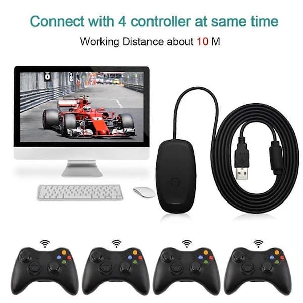 For Xbox 360 trådløs gamepad PC-adapter USB-mottaker støtter Win7/8/10-system for Microsoft Xbox36