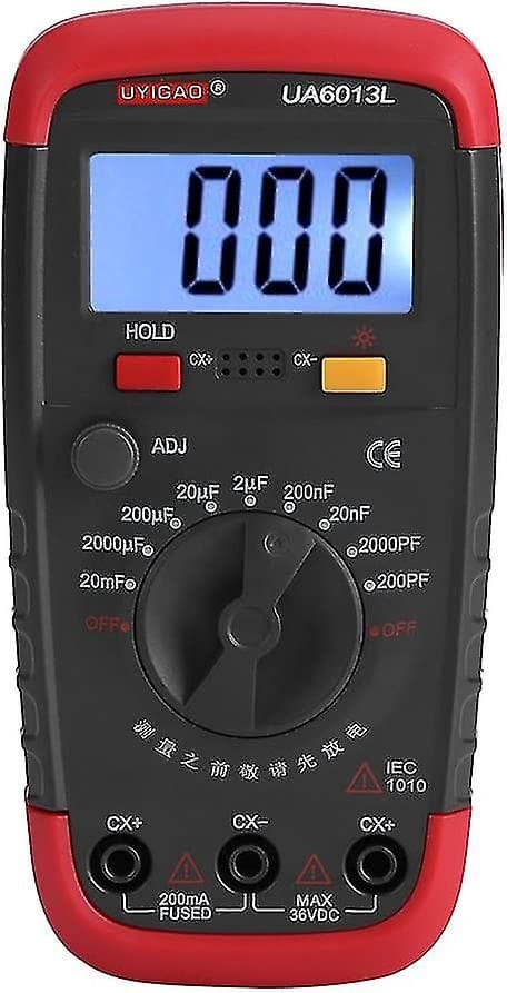 Digital kapacitansmåler, kondensatortester 0,1pf - 20000uf med LCD-baggrundsbelysning Max 1999-display