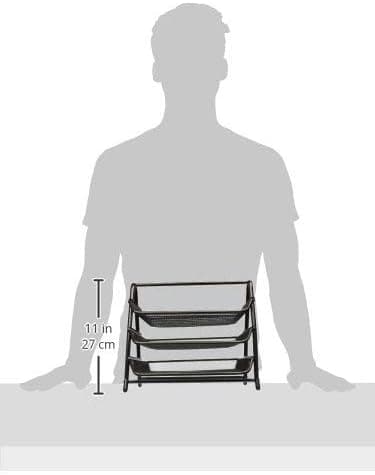 Three-Tier Mesh Desktop Organizer - Black Metal File Organizer