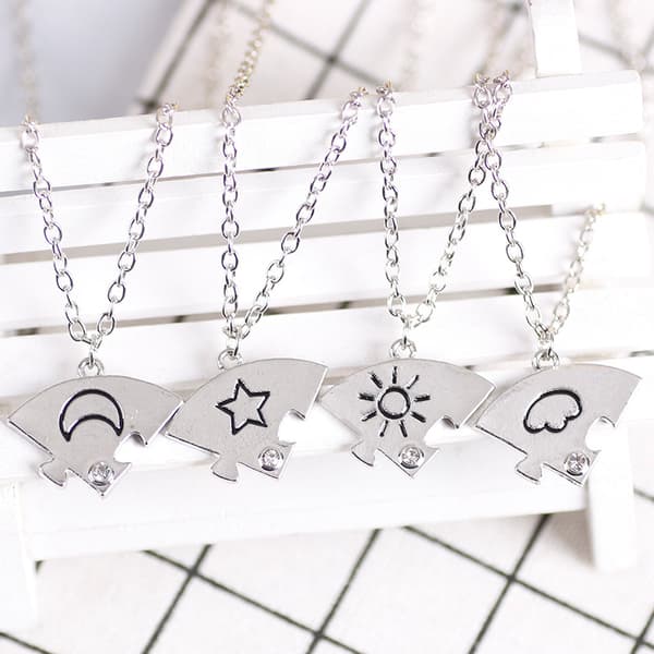 Halsband bästa vänner 4 st/förp silver