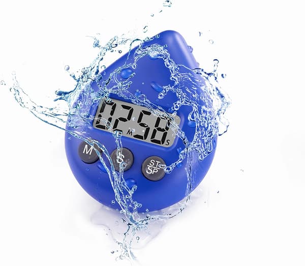 Silent, Non-Ticking Battery Operated Shower Timer, Waterproof Digital Timer, Small Cute Timer with Sweet (Blue)