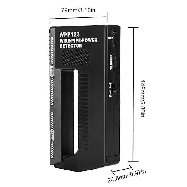 Wall Scanner, Wpp123 - Portable Tool - AC Metal Detector - Adjustable Power - Pipe Detector - Home Wall Locator - Pointer (Black)