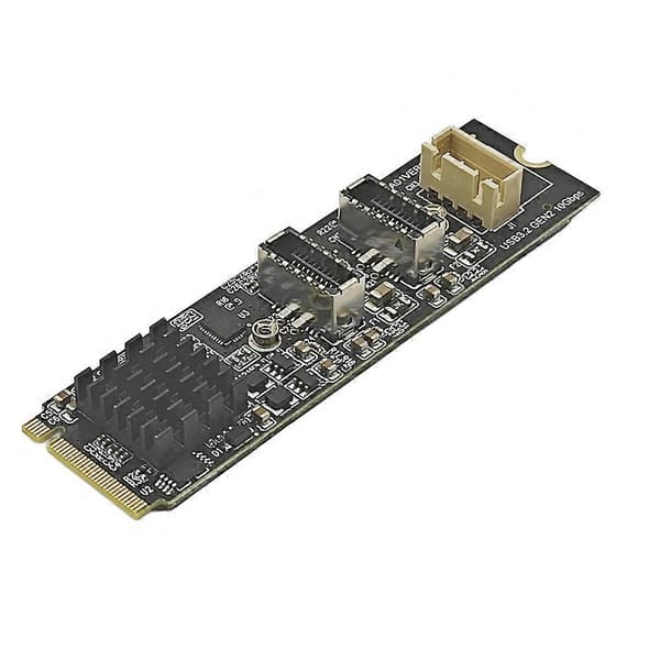 M.2 NVME M-Key til 2-ports TYPE-C adapterkort M.2 M Key NVME til dobbel TYPE-E 10 Gbps USB3.2 frontpanel utvidelseskort Black