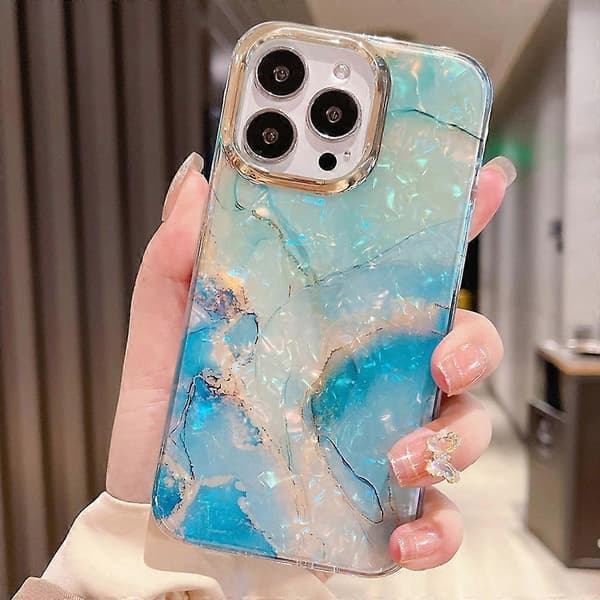For iPhone 16 Pro Case IMD Marble Pattern TPU+PC Phone Cover (Style H)