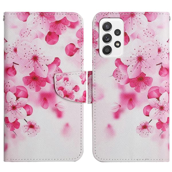 Painted Horizontal Flip Leather Case for Samsung Galaxy A33 5G (Red Flower)
