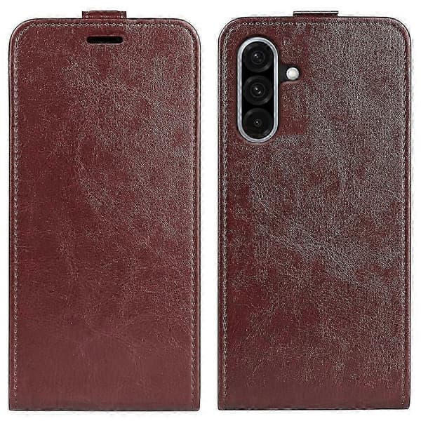 R64 Texture Vertical Flip Leather Phone Case (Brown, For Samsung Galaxy A36)