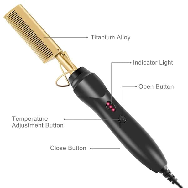 Heated Comb, 450°F Heated Comb, Professional High-Temperature Ceramic Hair Comb