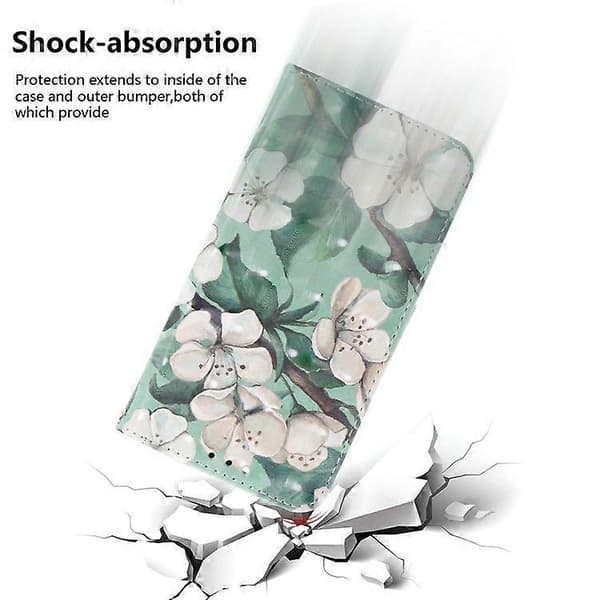 Etui til Google Pixel 9a med mønstertryk, læderpung-etui med håndledsrem (Akvarelblomster)