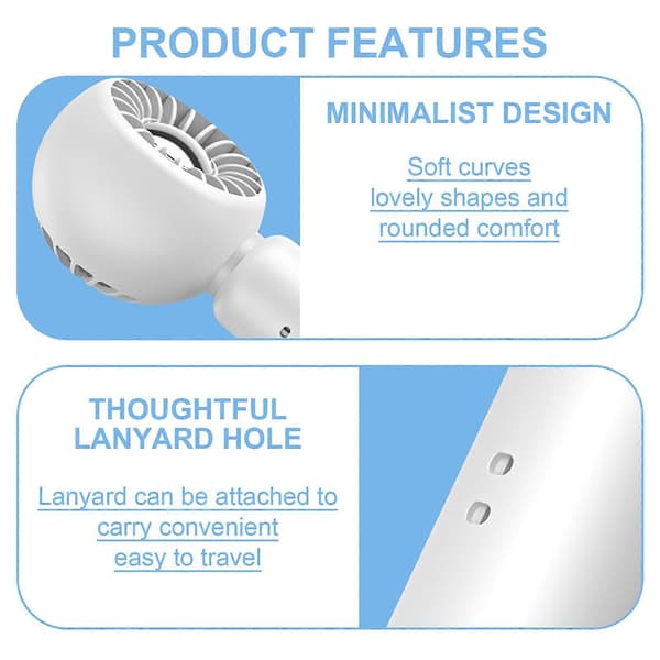 Genopladelig batterikøleventilator med base Praktisk USB-lommeventilator Håndholdt ventilator med støjsvag drift Køleventilator Blå Blue