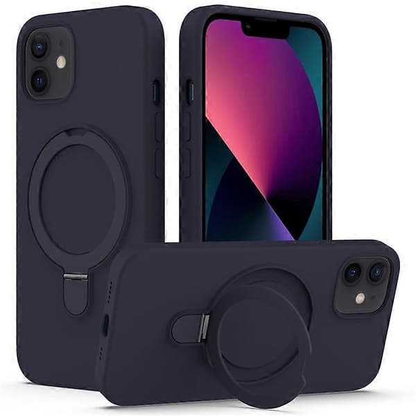 Kompatibelt magnetisk deksel til iPhone 11 med ringstativ PC + silikon fallsikkert telefondeksel (blå)